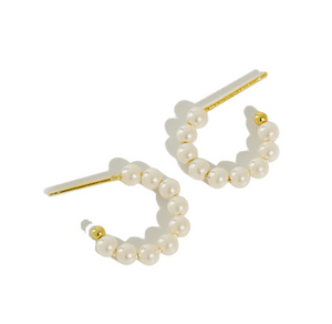 Aubrey Adele Pearl Hoop Stud Earrings