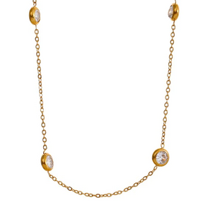 Aubrey Adele Diamond (Simulated) Bezel Necklace