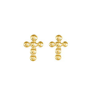 Aubrey Adele Beaded Cross Stud Earrings Gold