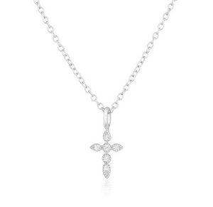 Aubrey Adele Vintage Cross Necklace Silver