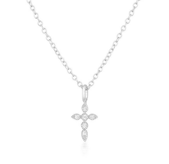 Aubrey Adele Vintage Cross Necklace Silver