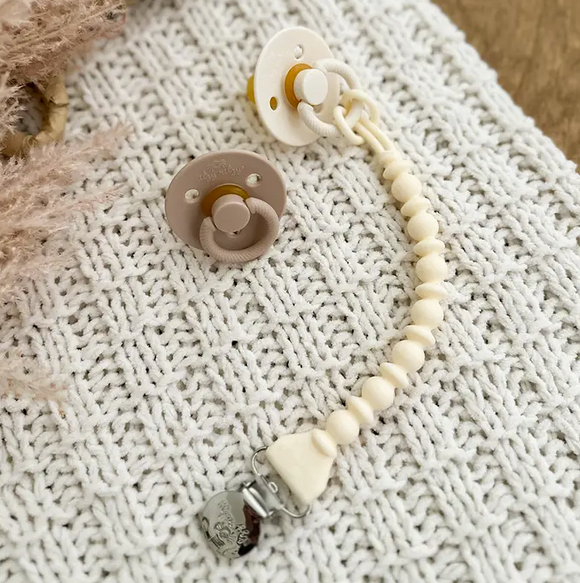 Sweetie Strap™ Silicone One-Piece Pacifier Clips- Buttercream