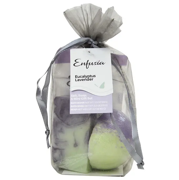 Salt, Soap, & Mini  Bath Bomb Gift Set - Eucalyptus Lavender