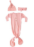 Knotted Baby Gown & Hat Set